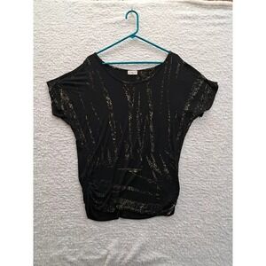 Womens Free Kisses Plus Black & Silver Top Blouse Size 2X Soft Stretch USA Made